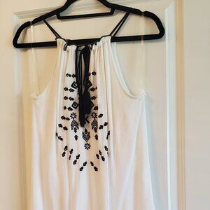 Speechless brand white and black short halter dress with pull-string halter